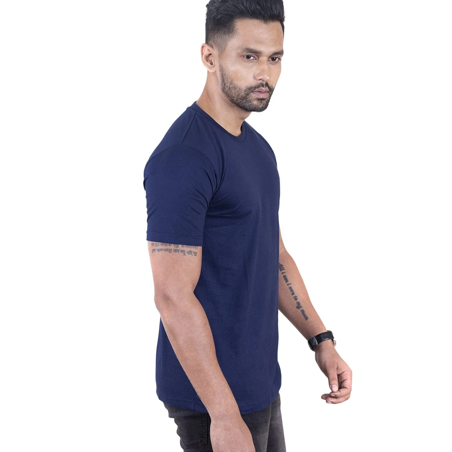 Round Neck Navy Pro Half Sleeve