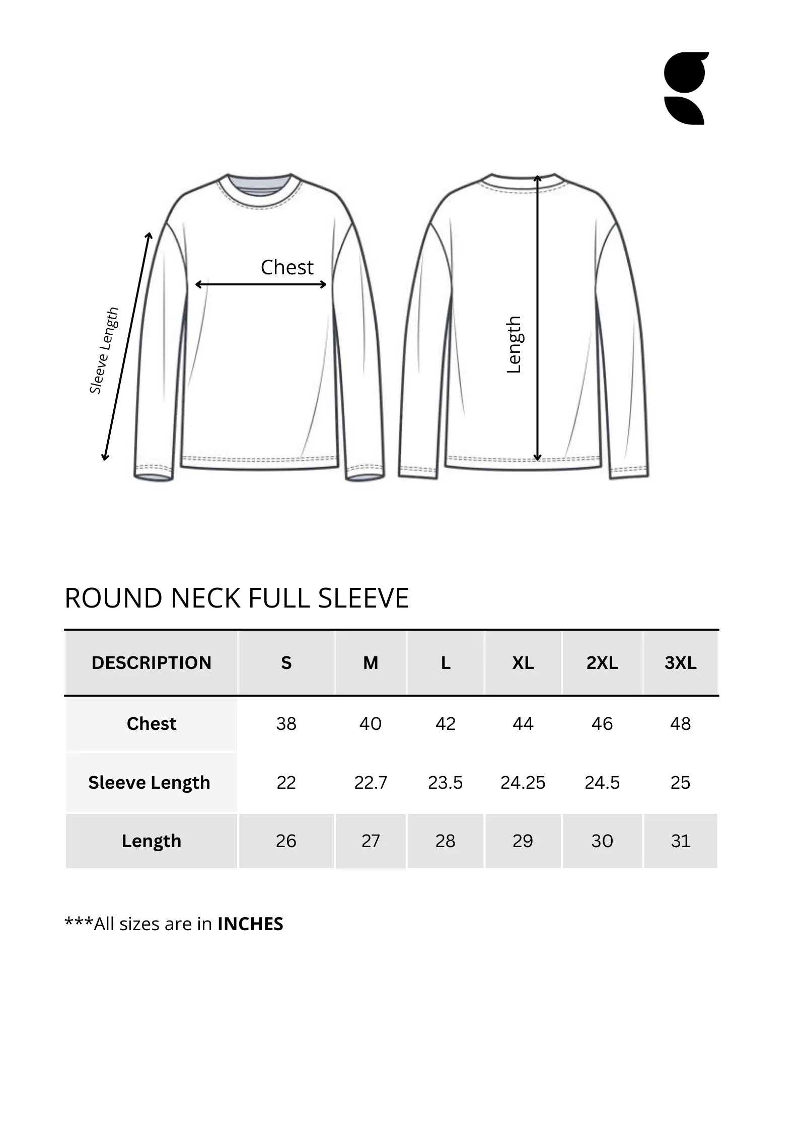 Round Neck White Full Sleeve