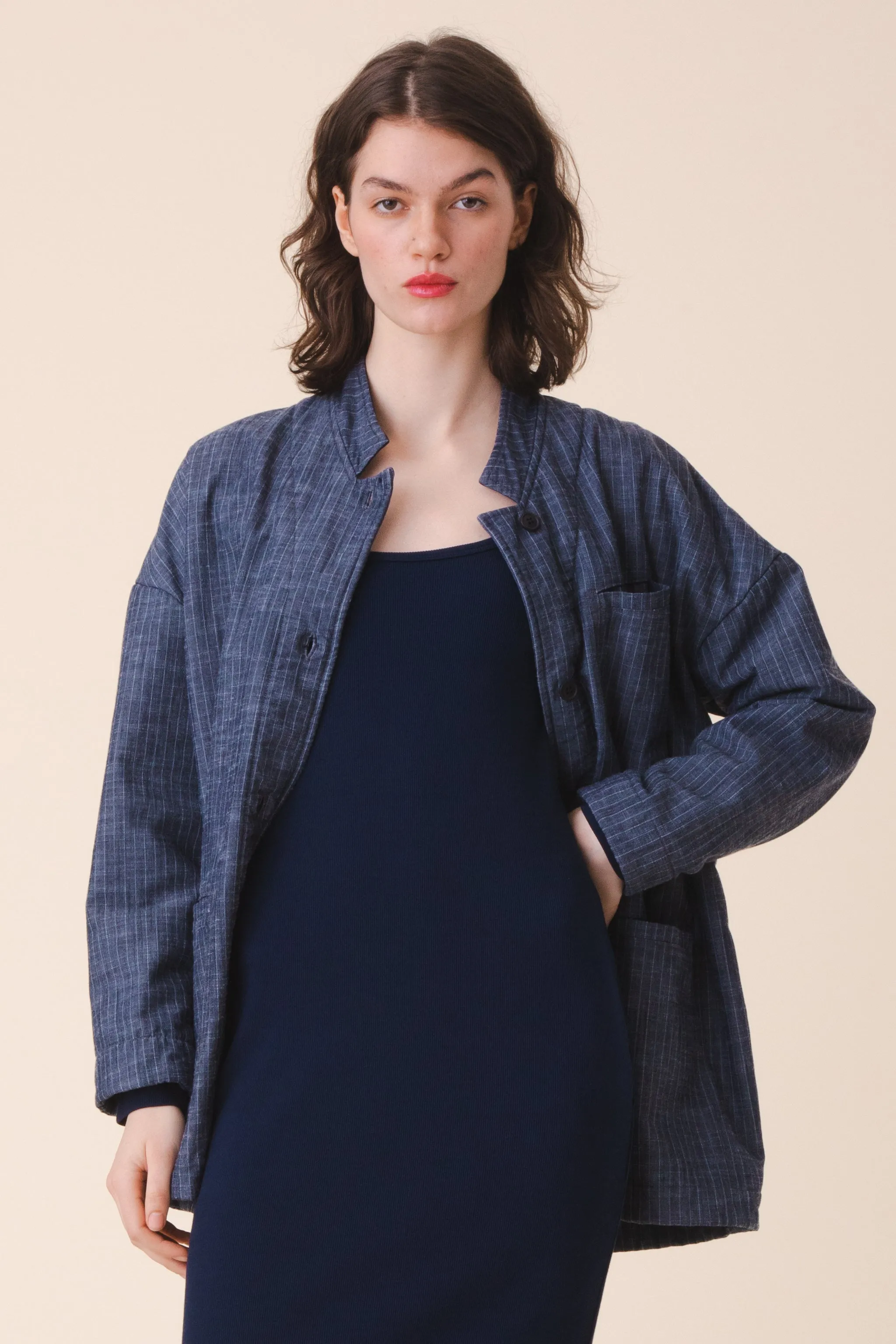 Soft Blazer in Navy Stripe