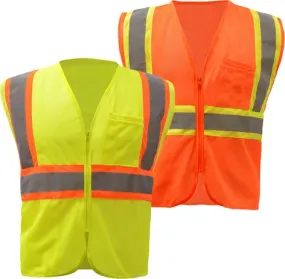 Standard Class 2 Two Tone Mesh Zipper Safety Vest