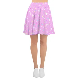 Starry Glitter Pink Skater Skirt