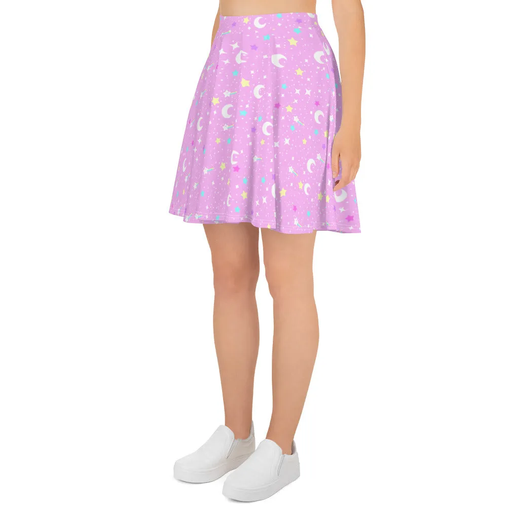 Starry Glitter Pink Skater Skirt