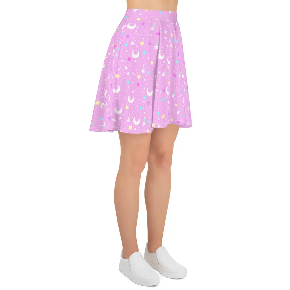 Starry Glitter Pink Skater Skirt