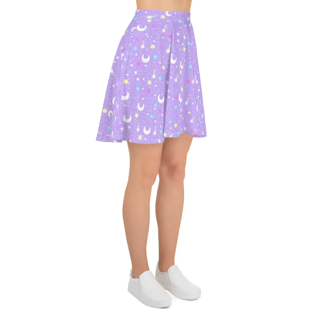 Starry Glitter Purple Skater Skirt