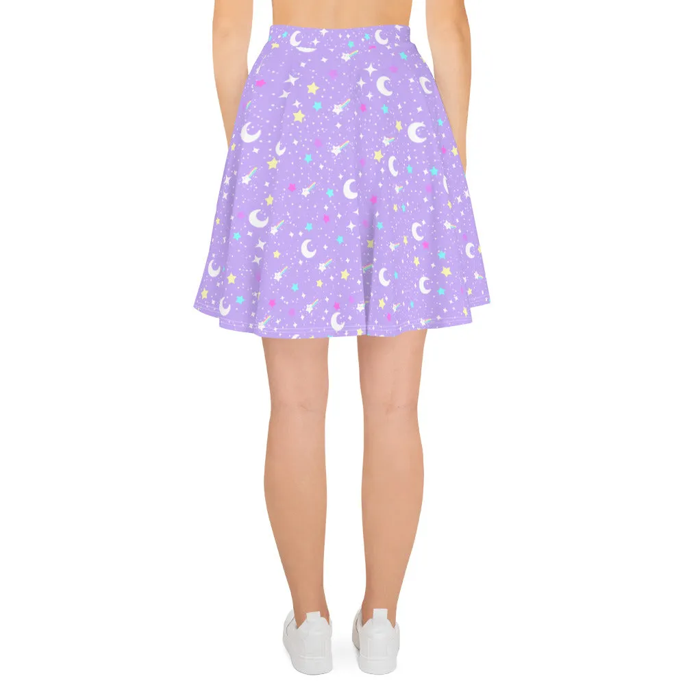 Starry Glitter Purple Skater Skirt