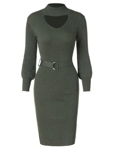 Stunning Belted Bodycon Pencil Dress