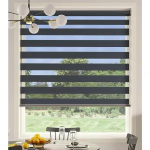 Superjoe Cordless Zebra Blinds for Windows, Living Room Roller Shades Blinds for Windows, Dual Layer Sheer or Privacy Light Control, Day and Night Window Shades for Home, Office