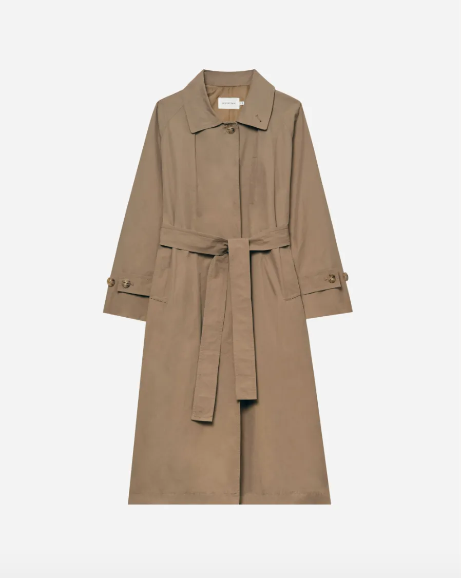 Tan Cotton Blend Trench Coat