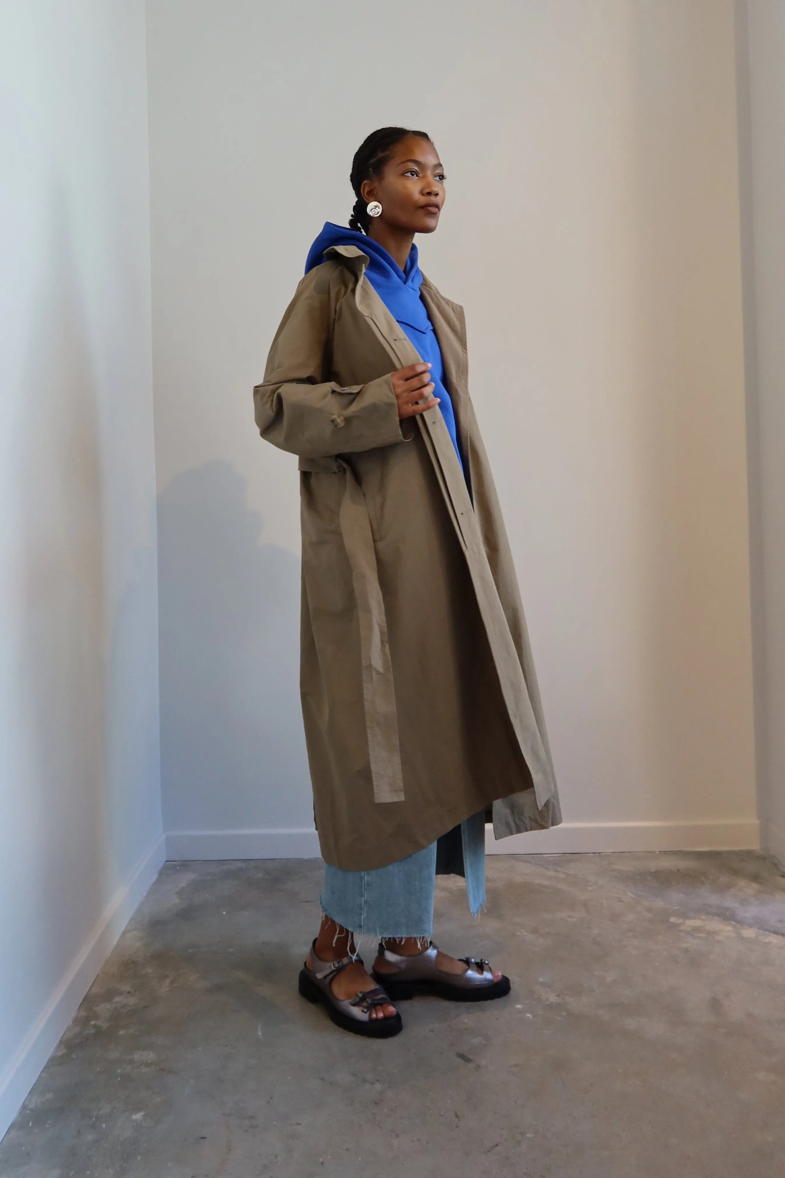 Tan Cotton Blend Trench Coat