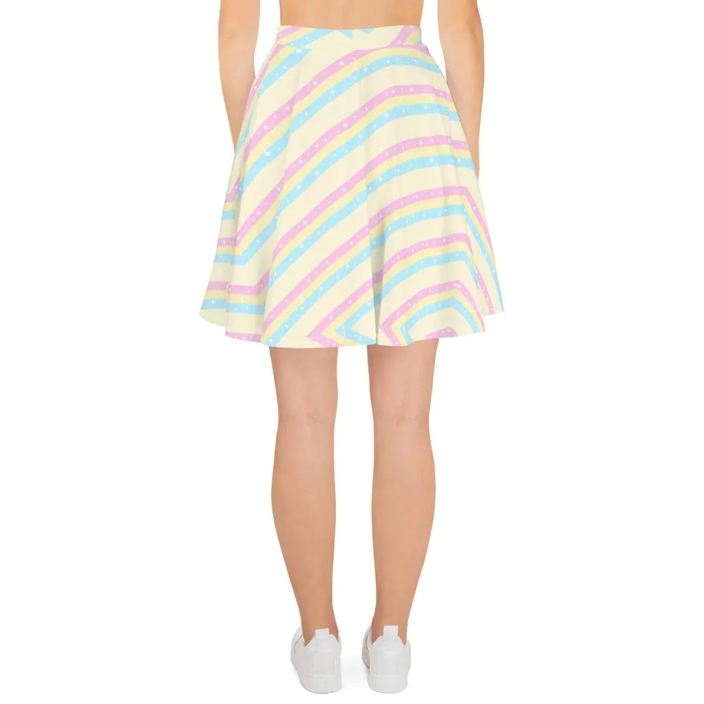 Teatime Fantasy Yellow Rainbow Skater Skirt