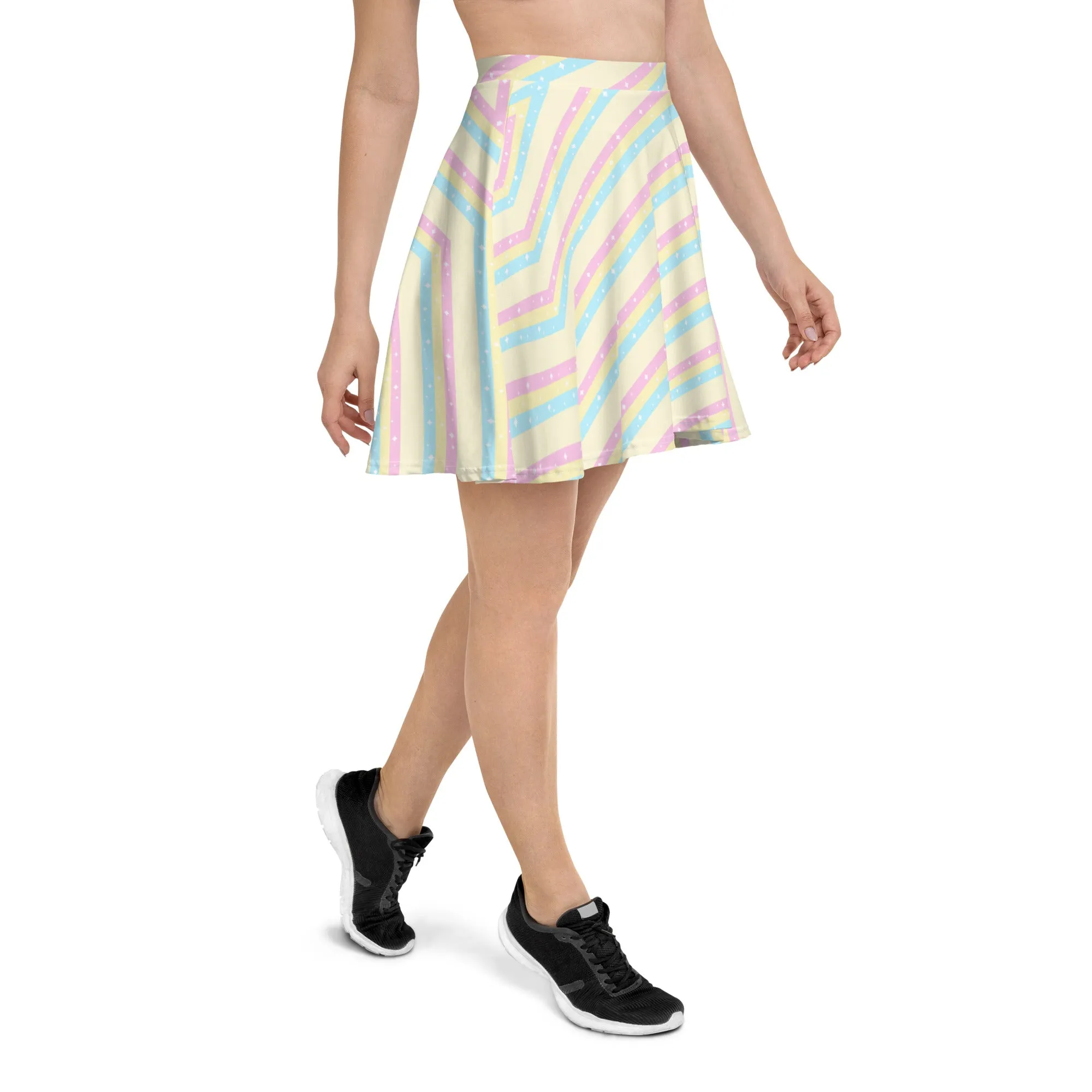 Teatime Fantasy Yellow Rainbow Skater Skirt