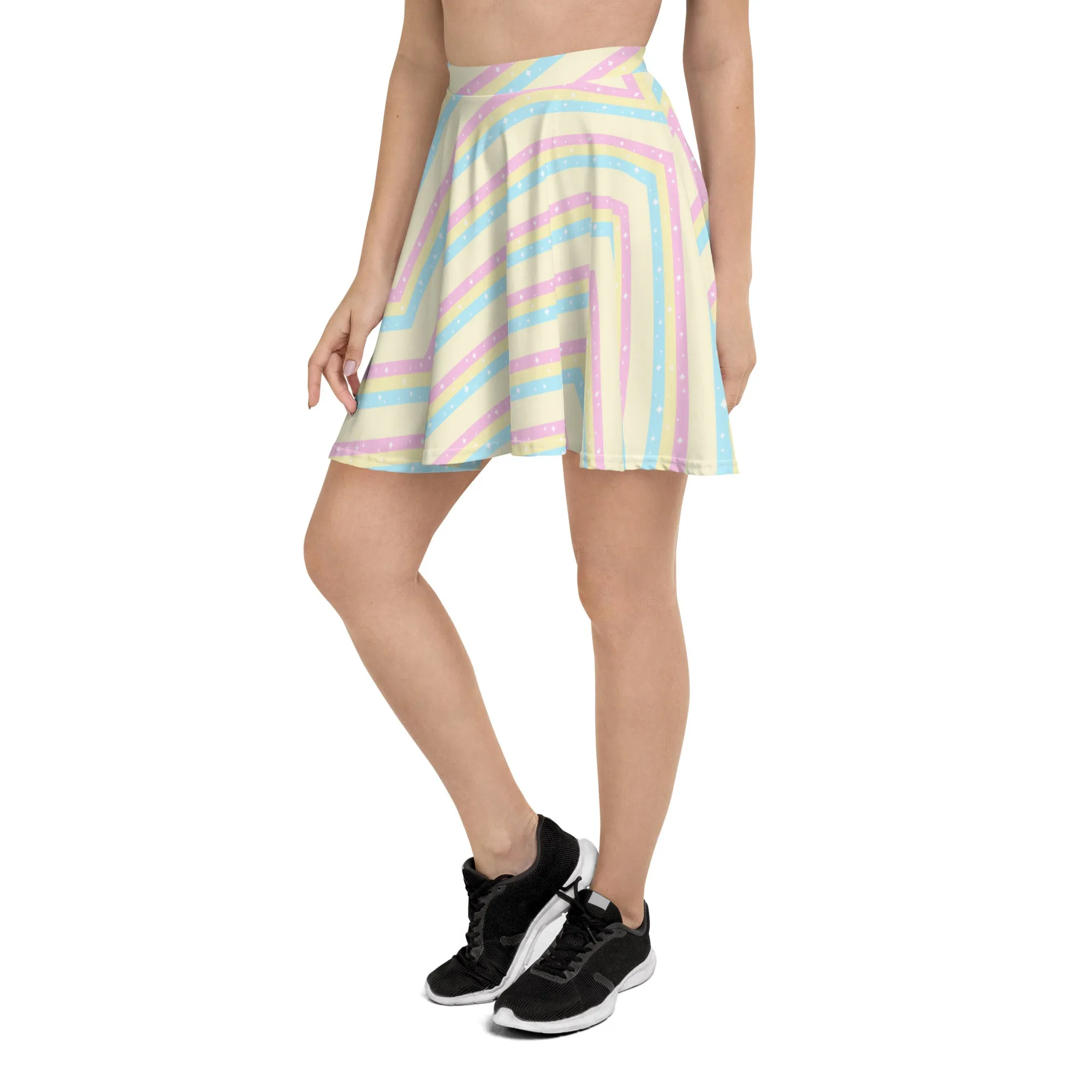 Teatime Fantasy Yellow Rainbow Skater Skirt