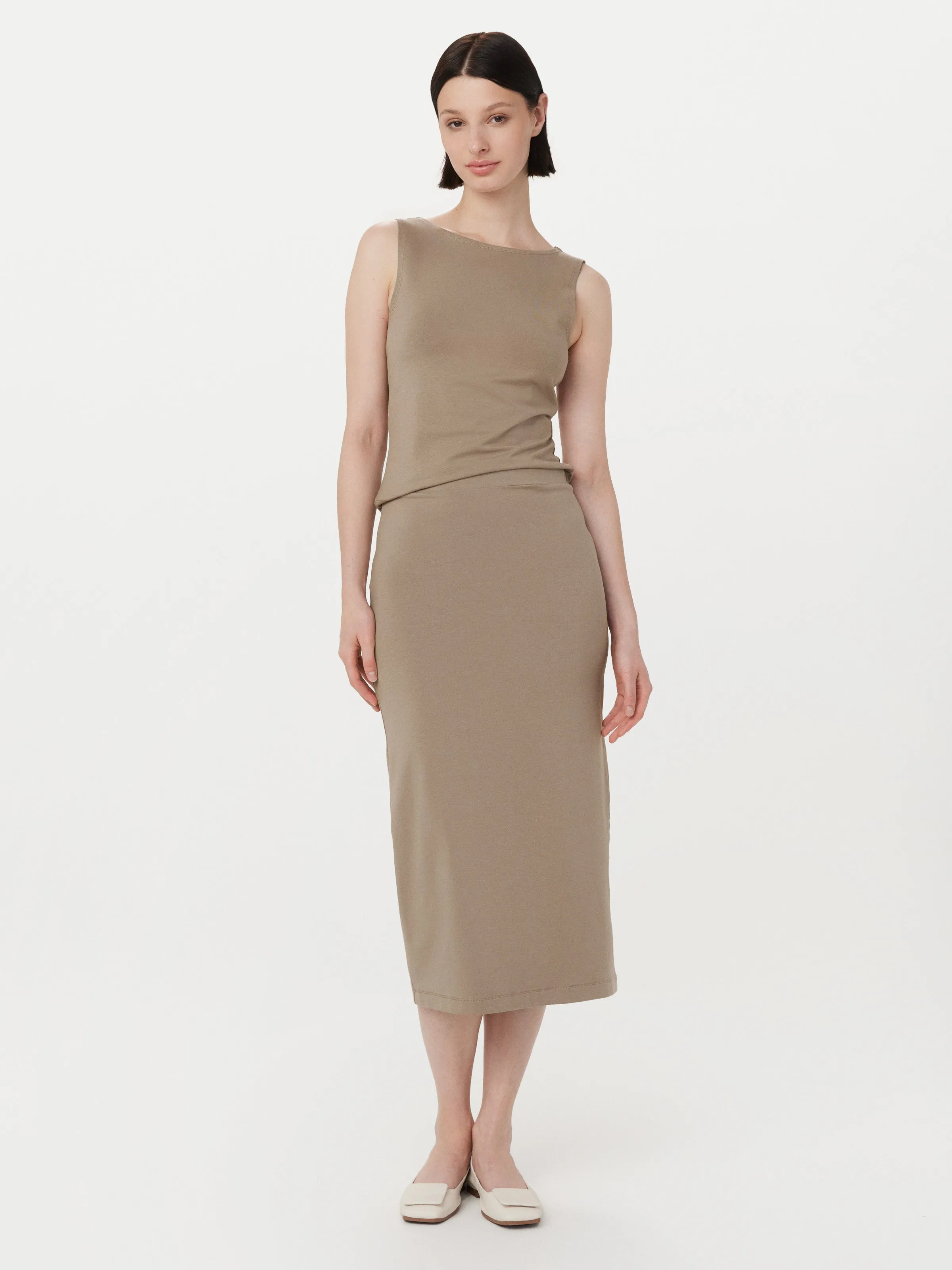 The Jersey Pencil Skirt in Taupe