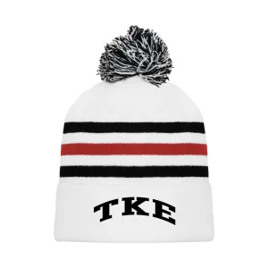 TKE White Hockey Knit Beanie