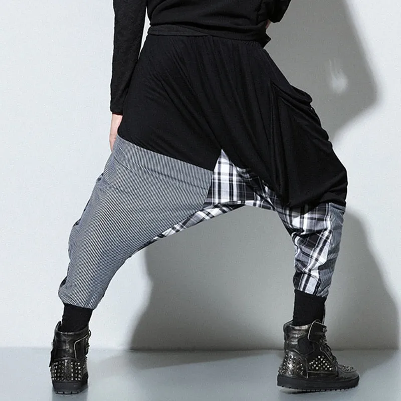 Triple Fabric Combination Hip Hop Streetwear Style Men Harem Pant