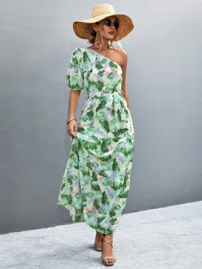 Tropical Resort Dress, Off Shoulder