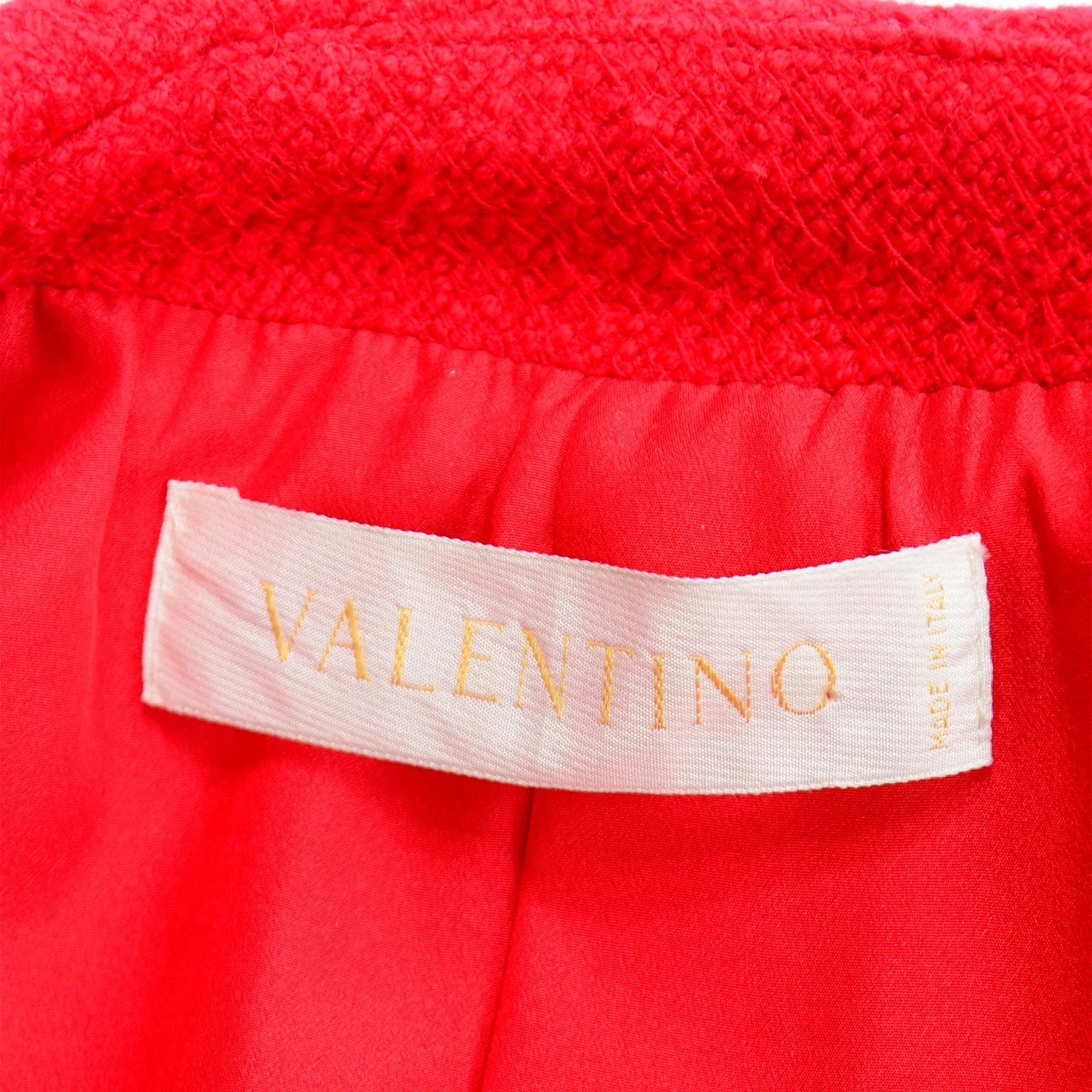 Valentino Red Boucle Wool Short Blazer Jacket