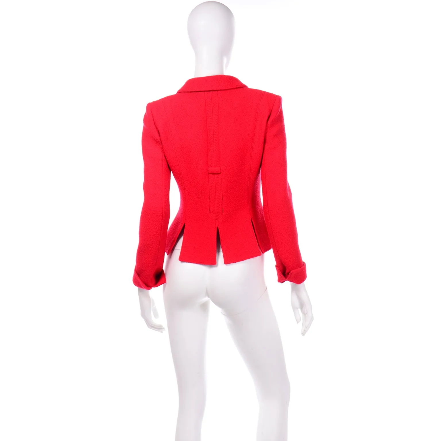 Valentino Red Boucle Wool Short Blazer Jacket