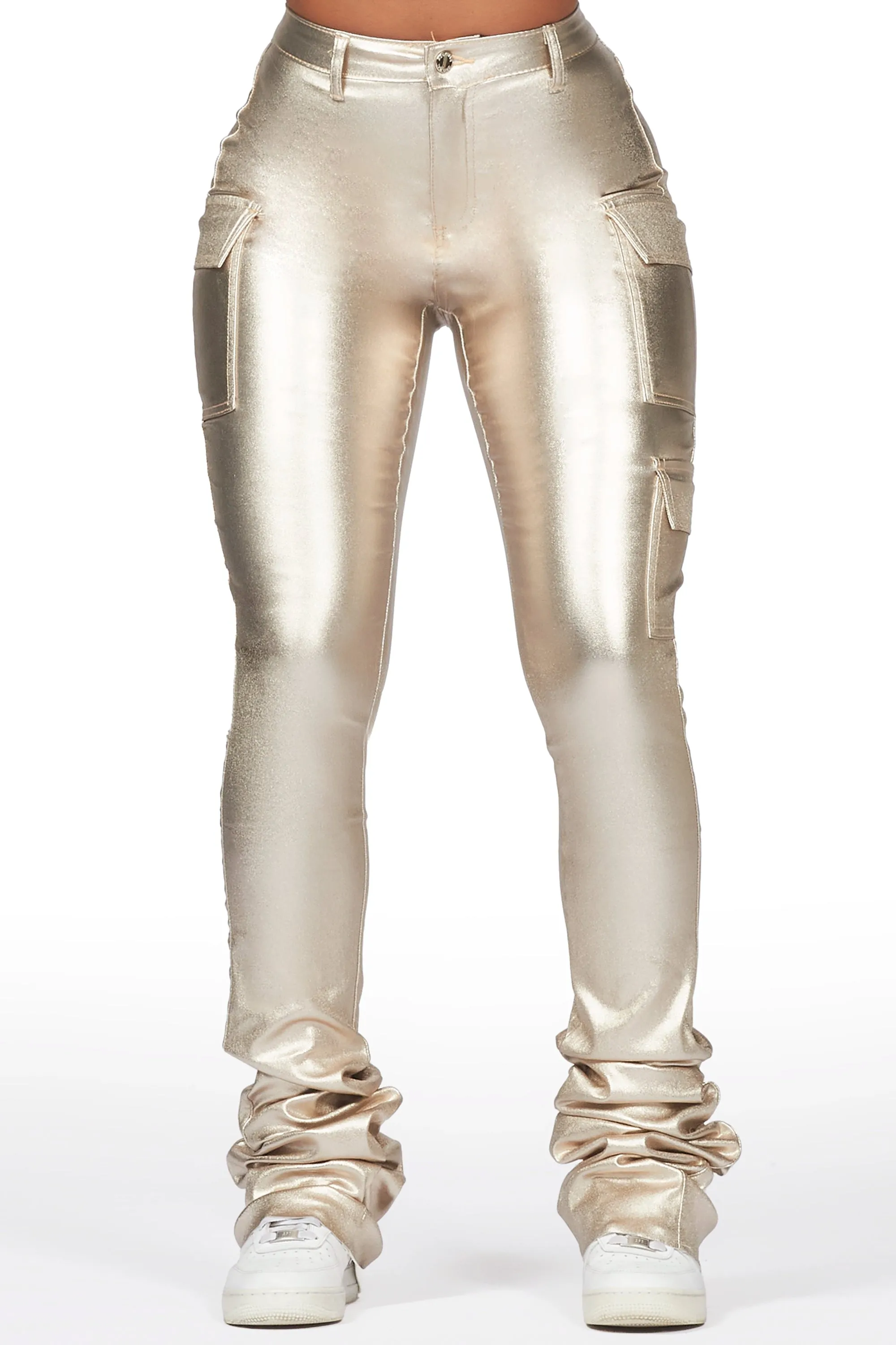 Vixen Metallic Gold Cargo Super Stacked Pant