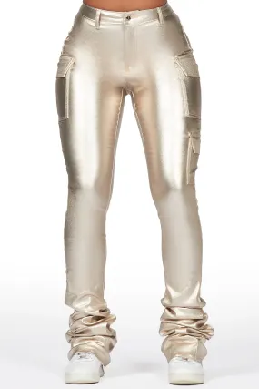 Vixen Metallic Gold Cargo Super Stacked Pant