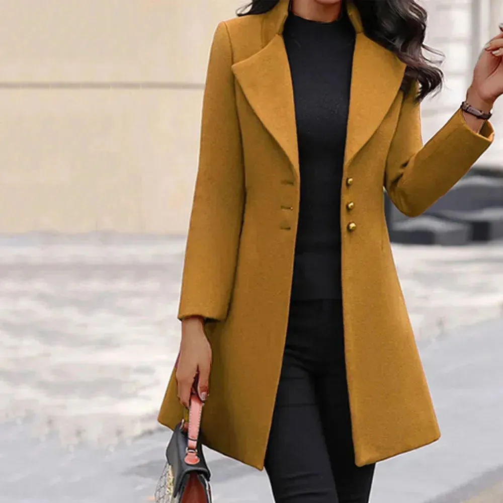 Winter Single-Breasted Slim-Fit Lapel Coat business office work coat for women