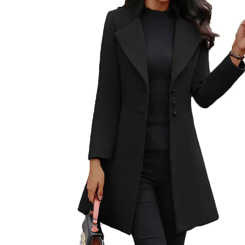 Winter Single-Breasted Slim-Fit Lapel Coat business office work coat for women