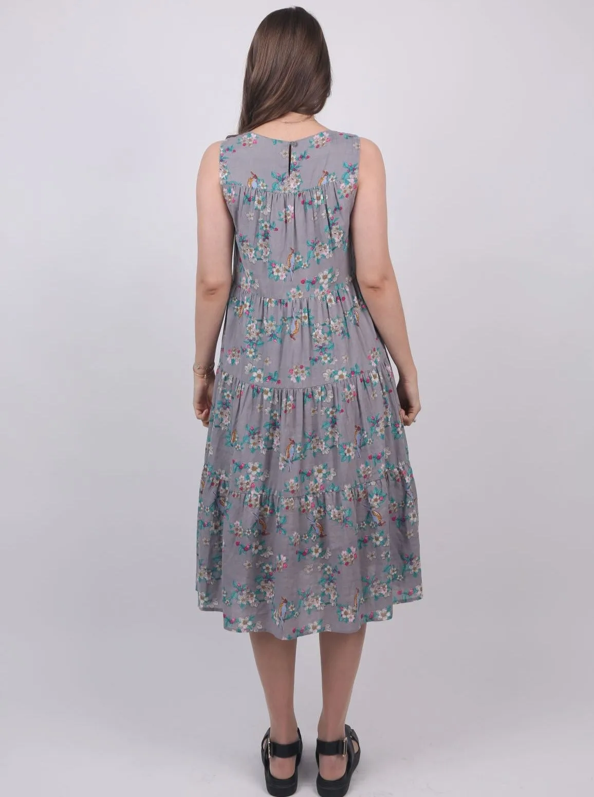 Woman Non-Sleeves Maxi Dress Casual Holiday Floral Birds Print Dress by Kaja Clothing - Lauren Dress