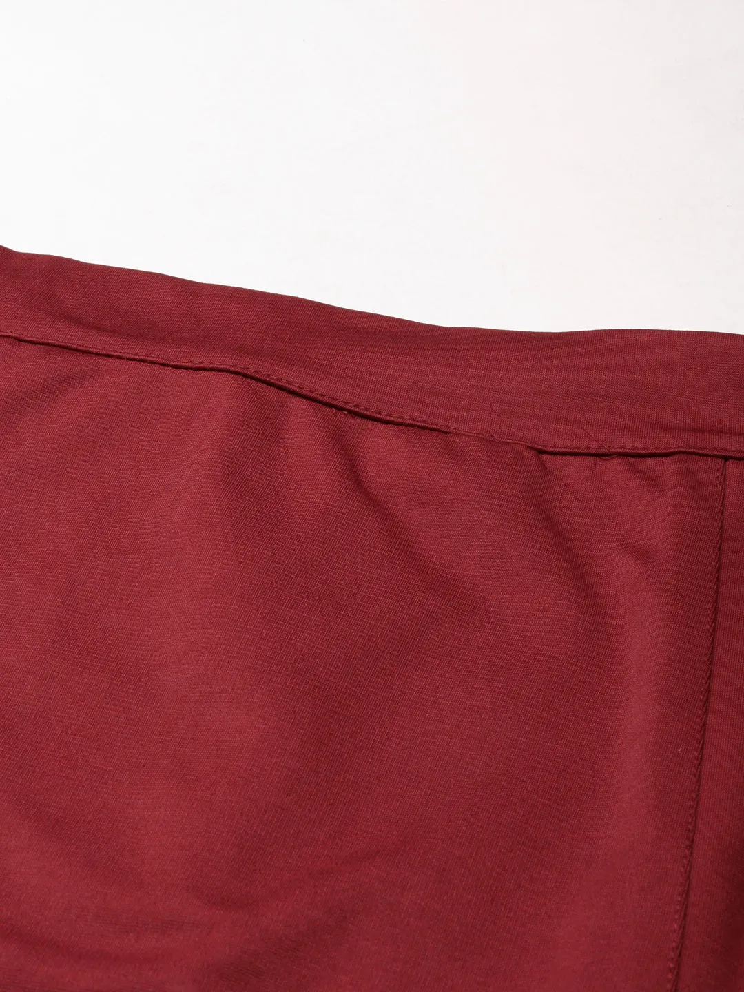 Women Maroon Solid Pencil Skirt