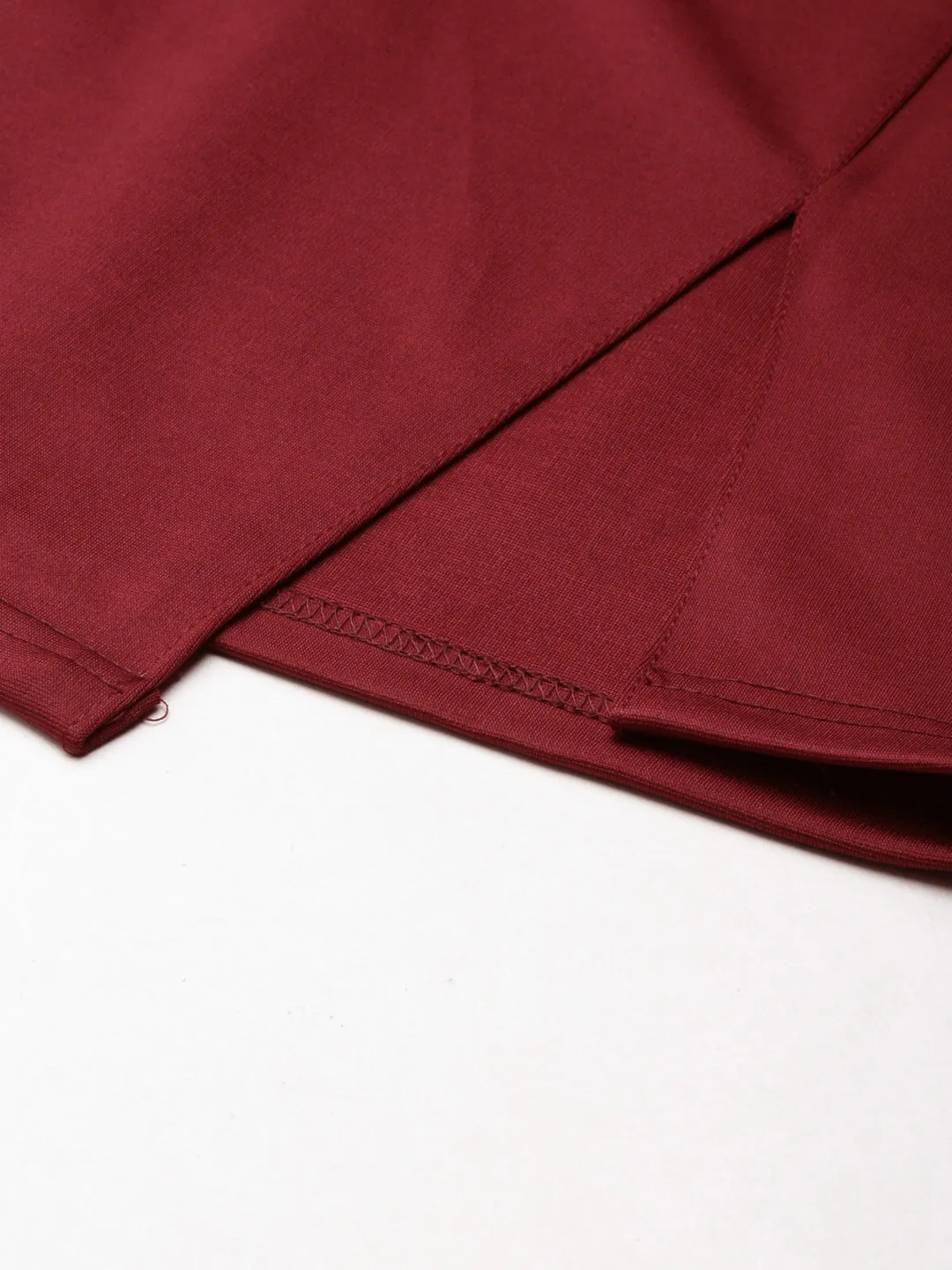 Women Maroon Solid Pencil Skirt