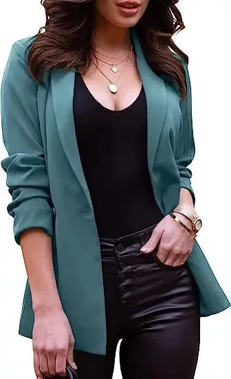 Women's Casual Long Sleeve Lapel Office Blazer Jacket for Spring and Autumn