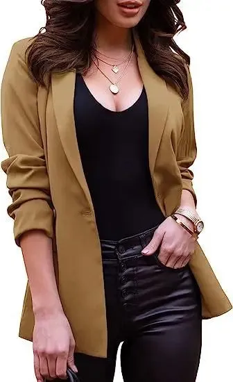 Women's Casual Long Sleeve Lapel Office Blazer Jacket for Spring and Autumn