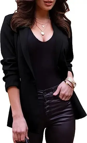 Women's Casual Long Sleeve Lapel Office Blazer Jacket for Spring and Autumn