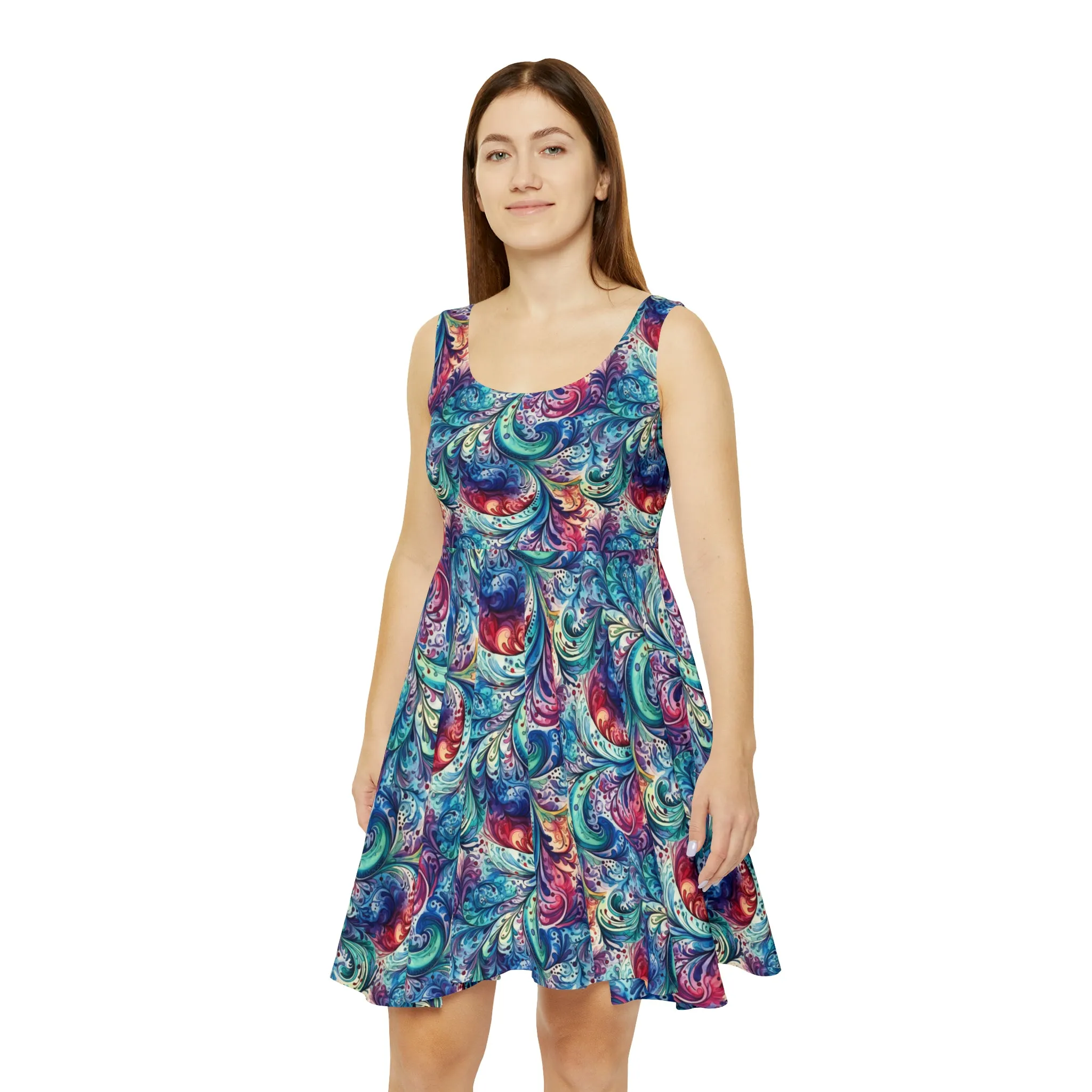 Women's Skater Dress Navy Paisley