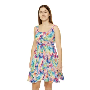 Women's Skater Dress Rainbow Paisley