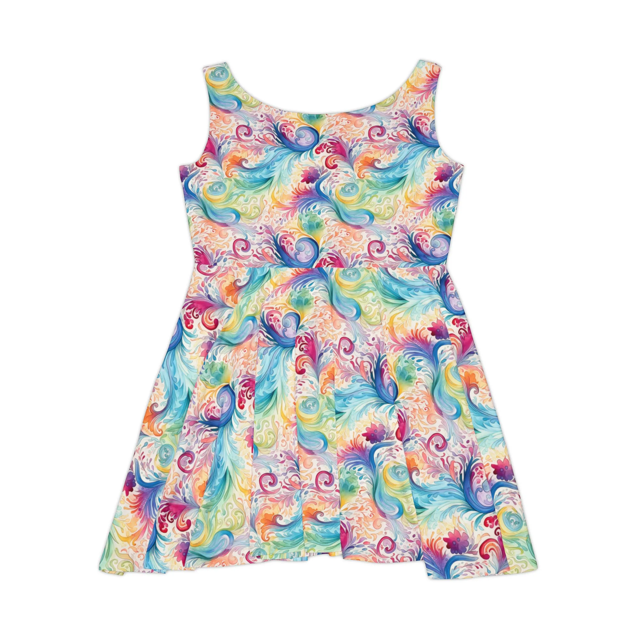 Women's Skater Dress Rainbow Paisley