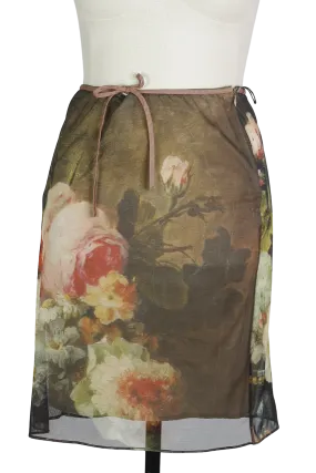 Y2K Linda Segal Rose Painting Skirt     w30