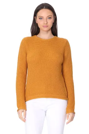 YEMAK Women's Casual Classic Crewneck Waffle Knit Long Sleeve Thin Pullover Sweater MK8176 (S-L)