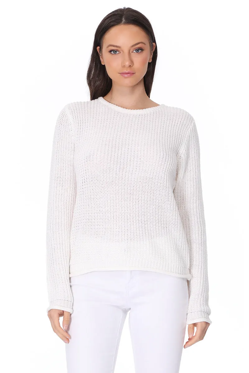 YEMAK Women's Casual Classic Crewneck Waffle Knit Long Sleeve Thin Pullover Sweater MK8176 (S-L)